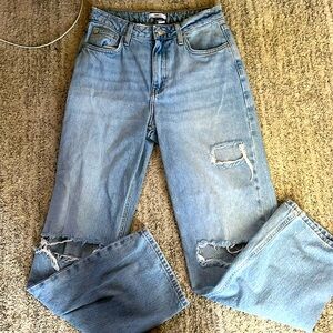 Distressed High-Rise Jeans 
From Forever 21; Size 26; Medium Denim Color
